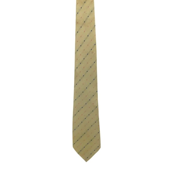 Burberry Yellow with Blue and Pink Polka Dots 100% Silk Designer Tie 60 inches - Picture 2 of 5